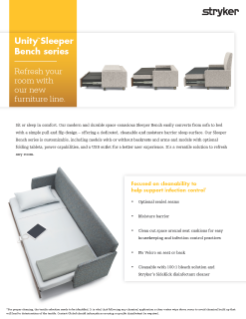 Unity sleeper bench spec sheet