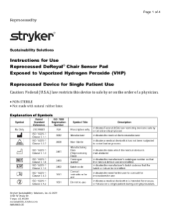 Reprocessed DeRoyal Chair Sensor Pad Exposed to Vaporized Hydrogen Peroxide (VHP)
