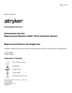 Reprocessed Pulse Oximeter Sensor Masimo