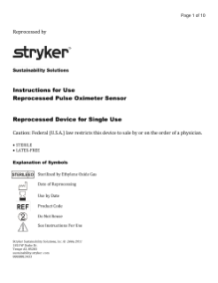 Reprocessed Pulse Oximeter Sensor