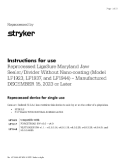 Reprocessed LigaSure Maryland Jaw Sealer Divider Without Nano-coating